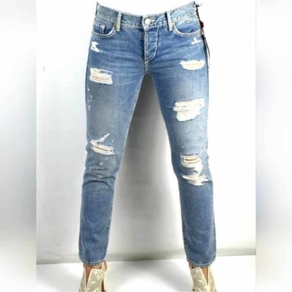 TRUE RELIGION 25 Liv low rise relaxed skinny deconstructed button fly jeans